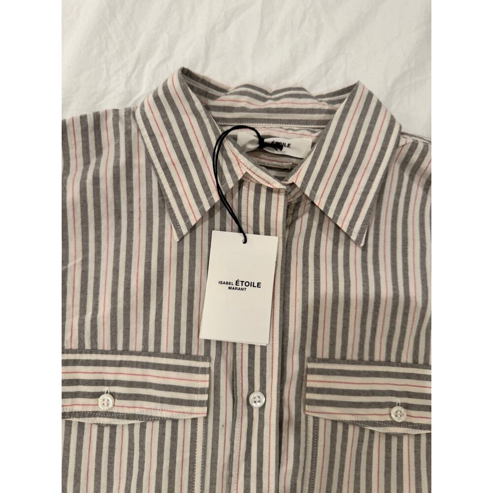 Isabel Marant Ajady Striped Button Down Shirt Women's 36 Organic Cotton Utility - Picture 8 of 16